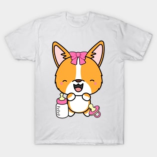 Cute corgi is a baby - girl T-Shirt